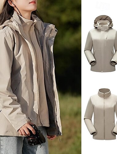  Herren Damen Soft Shell Jacke Wanderjacke Winter Draussen Windundurchlässig Wasserdicht 3-in-1-Jacke Vliesjacken Windbreaker-Jacke Reisen Schwarz Gelb Armeegrün Rot Purpur