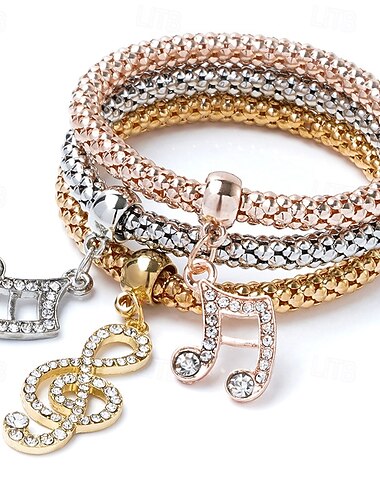 Damen Layer-Look Krone Elegant Modisch Chrom Armband Schmuck Hellgolden / Goldgelb / Rotgold Für Party Strasse Abiball