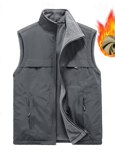  Herren Weste für Wanderer Wander-Fleeceweste Ärmellos Weste Außen warm Fleece-Futter Komfortabel Winter Mehrere Taschen Polyester Schwarz Armeegrün Khaki Jagd Angeln Klettern