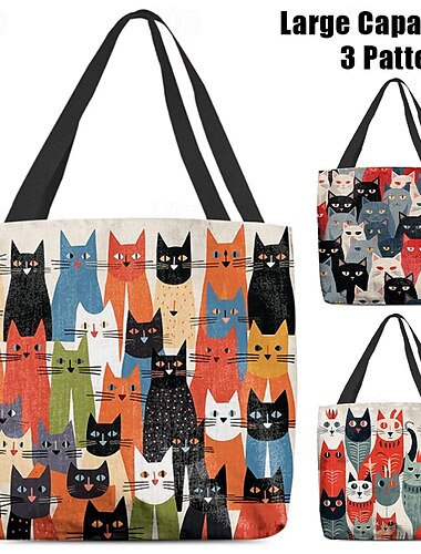  sac fourre-tout à motif de chat coloré pour femme - parfait pour les amoureux des chats et pour un usage quotidien