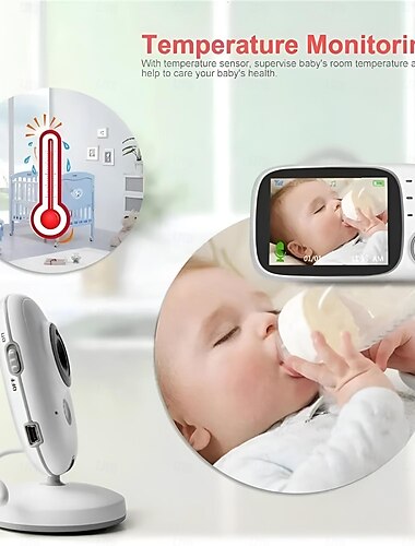  Monitor de bebé con cámara de vídeo de 2,4 GHz, inalámbrico, HD, sistema de comunicación bidireccional, canciones de cuna