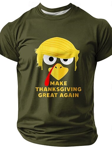  Thanksgiving Day Men's Turkey T Shirt Short Sleeve T shirt 3D Print Crew Neck Shirt Fashion Athleisure Street Sports Outdoor Daily Black Blue Brown Summer Spring Clothing Apparel S M L XL XXL XXXL
