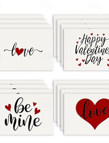  Juego de 4 manteles individuales para el día de San Valentín, manteles individuales románticos y decorativos con patrones de corazones o rosas, duraderos y resistentes al calor, perfectos para agregar
