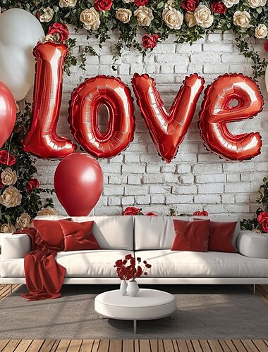 Bruiloft Decoraties Achtergrond Fotografie Wand Hangend Groot Wandtapijt Kunst Muurschilderij Decor Deken Gordijn Thuis Slaapkamer Woonkamer Decoratie Liefde Ballonnen