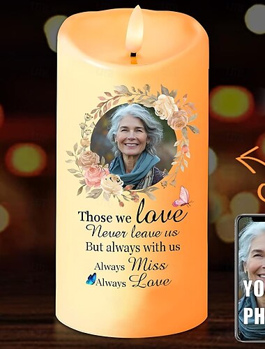  Vela LED conmemorativa personalizada, foto personalizada, regalos de condolencia por la pérdida de seres queridos, elegante luz de recuerdo para la decoración del dormitorio del hogar, homenaje a los seres queridos fallecidos