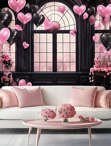  Huwelijks Decoraties Achtergrond Fotografie Muur Hanging Grote Wandtapijt Kunst Muurschilderij Decor Deken Gordijn Huis Slaapkamer Woonkamer Decoratie Hart Ballonnen