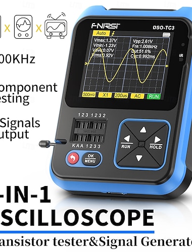  3-in-1 digitale oscilloscoop draagbare handheld oscilloscoop 500 kHz bandbreedte usb oplaadbare digitale transistor tester oscilloscoop met 2,4 inch hd kleurenscherm