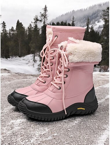  Damen-Winterstiefel mit Schnürung – wasserdichte, isolierte Stiefel mit Kunstfellfutter für Abenteuer im Freien