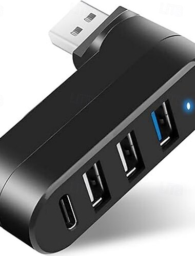 USB 3.0-Hub, 4 Anschlüsse, USB-Splitter, Extender, Multiport-Adapter mit 3 USB-Anschlüssen und 1 USB-C-Strom-/Datenanschluss für Laptop