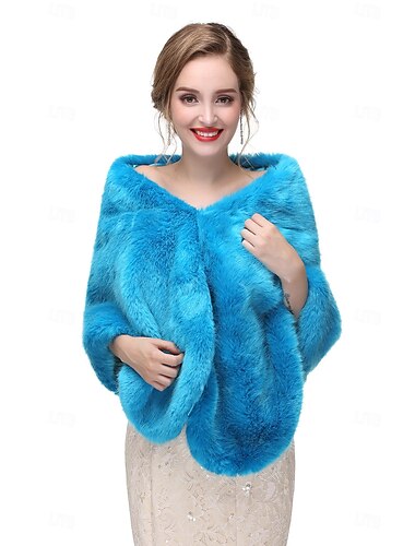 Kunstpelz Hochzeit Schal Wrap für Frauen dicken Schal Winter warme Oberbekleidung Doppelhaken