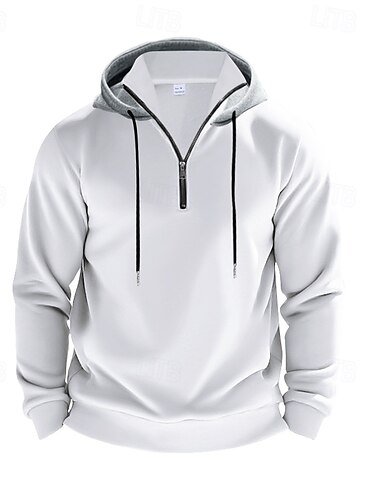  Herr Huvtröja Huvtröja med dragkedja i Quarter Aprikos Svart Vit Vin Rubinrött Huva Slät Sport & Utomhus Dagligen Helgdag Polyester Streetwear Grundläggande Ledigt Vinter Höst Kläder Pull Tröjor
