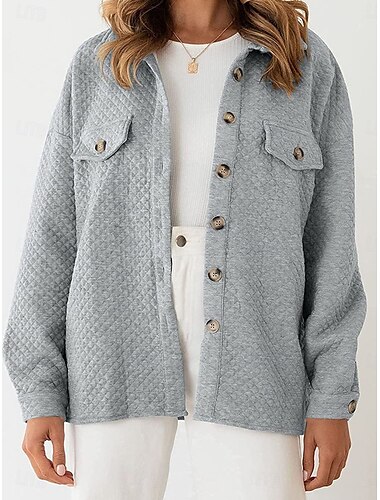  Damen Wintermantel Outdoor Strasse Freizeitskleidung Herbst Winter Standard Mantel Regular Fit warm Atmungsaktiv Stilvoll Brautkleider schlicht Jacken Langarm Glatt Mit Taschen Grün Grau