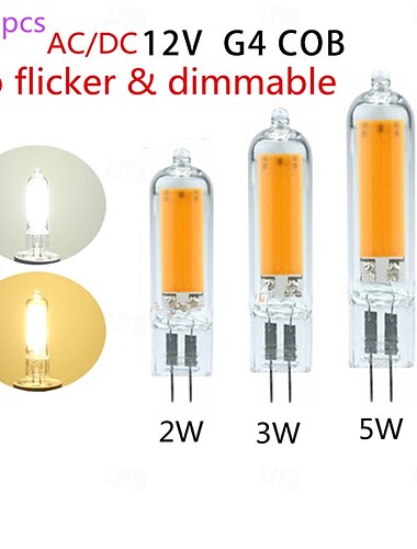  10 pz 6 pz lampadine dimmerabili senza sfarfallio lampadina a led in vetro g4 cob 2w 3w 5w ac/dc12v lampada a led lampadina di cristallo lampada lampara bombilla ampoule