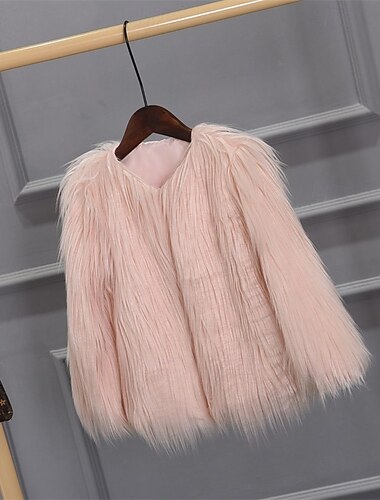  Damen Mantel aus Kunstpelz warm halten Atmungsaktiv Patchwork Elegant Kuschelig Feste Farbe Party Strasse Pullover Rundhalsausschnitt Regular Fit Langarm Oberbekleidung Rosa Rote Khaki Herbst Winter