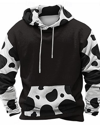  Herren Milchkühe Kapuzenshirts Pullover Mode Cool Täglich Langarm Rundhalsausschnitt Party Ferien Schwarz Kordelzug Herbst Winter Designer S M L XL XXL XXXL