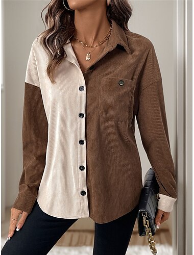  Damen Freizeitjacke Outdoor Strasse Freizeitskleidung Herbst Winter Standard Mantel Regular Fit warm Atmungsaktiv Stilvoll Brautkleider schlicht Jacken Langarm Glatt Mit Taschen Braun