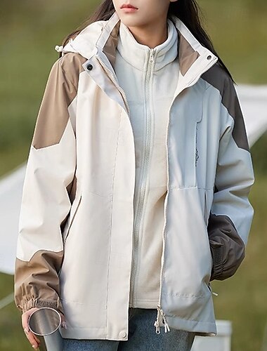  Women's Softshell Jacket Hiking Jacket Winter Outdoor Thermal Warm Fleece Lining Windproof Water Resistant 3-in-1 Jacket Fleece Jackets Windbreaker Jacket Traveling Light Pink Black White Yellow Pink