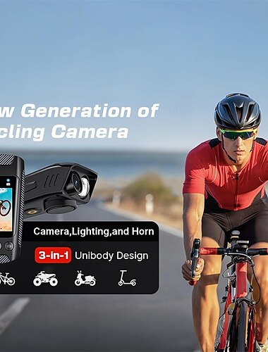  multifunctionele fietscamera fietscamera motorcamera regenbestendig 2,0 inch ips kleurenscherm wifi-verbinding met led-zaklamp fietshoorn ingebouwde batterij voor buiten fietsen 4k 60hz