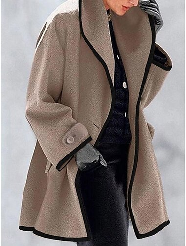  Damen Wintermantel Mantel Umhang / Umhänge Windundurchlässig warm halten Knopf Tasche Brautkleider schlicht Streetstyle Glatt Urlaub Arbeit Strasse Freizeitskleidung Einreihiger Verschluss