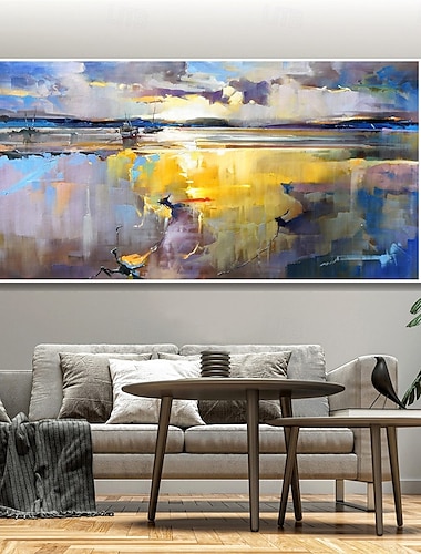  mintura dipinti a olio fatti a mano con vista sul lago su tela decorazione artistica da parete moderna immagine astratta del paesaggio per la decorazione della casa dipinto arrotolato senza cornice