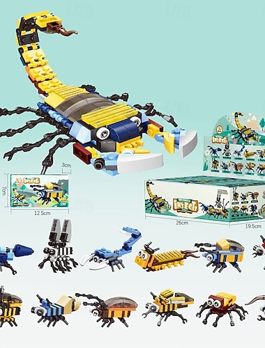  12PCS cadeaux de fête pour enfants sacs à surprises mini blocs de construction ensemble de blocs de construction d'animaux dinosaures ensembles de construction jouets STEM pour cadeau d'anniversaire