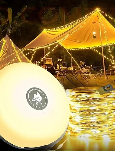  LED-buitenverlichting 4-in-1 buitenkampeerverlichting met 8 verlichtingsmodi warm wit draagbare terrasverlichting oplaadbare powerbank tuin wandeldecoratie vakantie kerst 10 meter