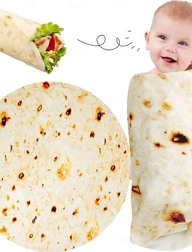  cadeaux d'éléphant blanc pour adultes couverture tortilla burrito utile couvertures drôles femmes hommes rond doux flanelle taco nourriture nouveauté gag