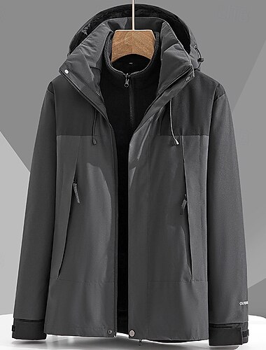  Herren Damen Wanderjacke Winter Draussen warm Fleece-Futter Windundurchlässig Wasserdicht Vliesjacken Windbreaker-Jacke Leichte Pufferjacke Reisen Dunkelgrau Schwarz Elfenbein Rosa Hellgrau
