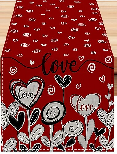  Camino de mesa con rosas para San Valentín, decoración romántica de mesa con diseño floral elegante, perfecto para agregar un toque de amor y elegancia a la configuración de la cena del día de San