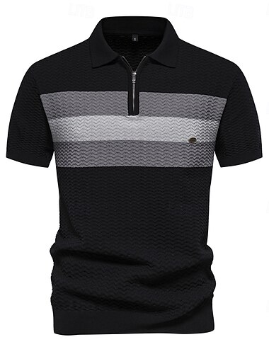  Herren Reißverschluss-Polo Arbeit Geschäft Umlegekragen Kurzarm Farbblock Reißverschluss Sommer Frühling Herbst Perlweiss Schwarz Marinenblau Reißverschluss-Polo