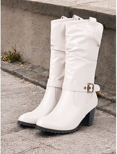  braune kniehohe Damenstiefel mit Schnallendetails und Blockabsatz – klassisches und vielseitiges Schuhwerk für lässige und herbstliche Outfits