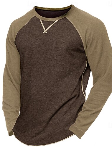  Herre Tee Top Lang ærmet skjorte Sweatshirt Langærmet Rund hals Sommer Helfarve Daglig Afslappet Gadestil Farveblok udendørs Gade Afslappet Sort Blå Lysegrå Top T-shirt til mænd