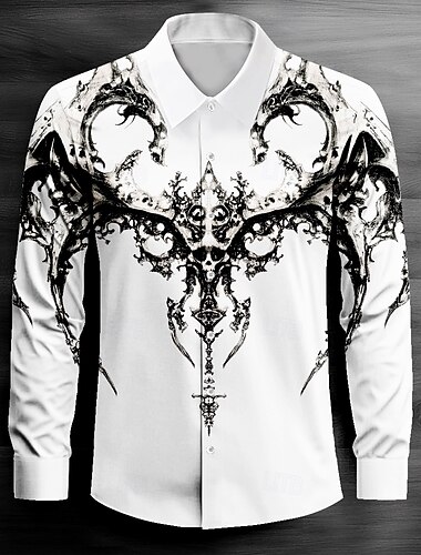  Homme Crânes cool Chemise Boutonnée manche longue Mode Décontractée Tenue de soirée Rue Quotidien Automne Hiver Printemps & Été Col de chemise Boutonner Impression 3D Bleu Blanche Rouge Violet Gris