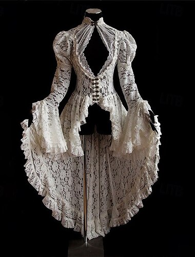  kanten ruche slipjas middeleeuwse renaissance vintage jurk dameskostuum vintage cosplay feestjurk met lange mouwen maskerade