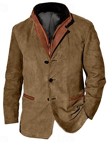  Voor heren Lichtgewicht jack Jas Vrijetijdsjas Jas van imitatiesuède Buiten Alledaagse kleding Zak Herfst Effen Vintage Casual Revers Normaal Zwart Marineblauw Bruin Khaki Koffie Jacks