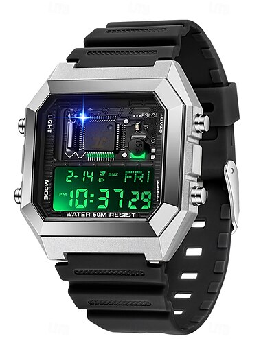  SANDA Herren Digitaluhr Modisch Lässige Uhr Armbanduhr Schockresistent leuchtend Stopuhr Wecker Countdown TPU Beobachten