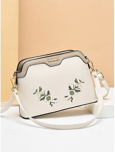  női virágos hímzésű crossbody táska – elegáns válltáska állítható pánttal, tökéletes alkalmi és formális alkalmakra