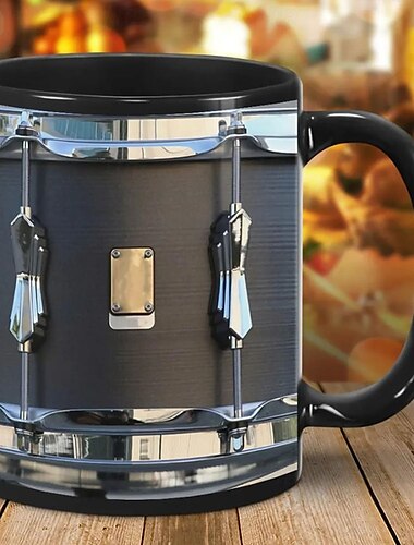  zwarte vintage drummok, grappige drumcadeaus, kerstcadeau voor drummer, drumkoffiekopje, drumvader, drummerbroer bekercadeaus, drums 11oz