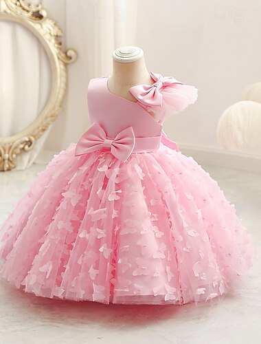  kinderkleidung Mädchen Party Kleid Feste Farbe Ärmellos Besondere Anlässe Prinzessin Polyester abendkleider Sommer Frühling 2-6 Jahre Mehrfarbig Weiß Champagner