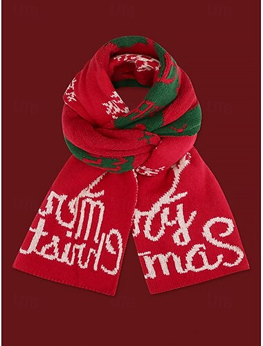  女性用のクリスマス トナカイ ニット スカーフ – ホリデー シーズンにぴったりの、雪の結晶模様の心地よい冬のアクセサリー