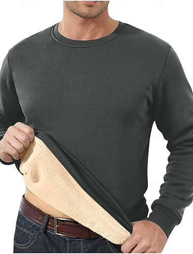  Herren Sweatshirt Pullover Sherpa Linend Schwarz Gelb Rote Blau Grün Rundhalsausschnitt Glatt Sport & Natur Täglich Festtage Strassenmode Cool Brautkleider schlicht Winter Frühling & Herbst Bekleidung