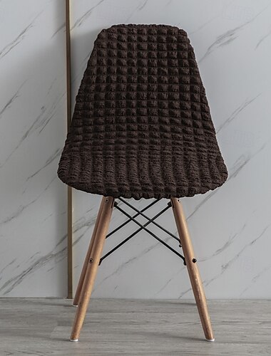  Stuhlhusse für Esszimmerstühle mit Schale Stuhlhussen, 1er-Set, Stretch-Stuhlbezug aus Seersucker im Mid-Century-Modern-Stil mit hoher Rückenlehne für Beistellstühle