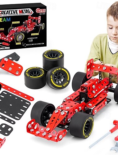  Building Kit Car Model 120 Scale Race Car Metal Model STEM Project Building STEM Projects Toys for Boys 8-12 Red Vehicle DIY Assembly Metal Model