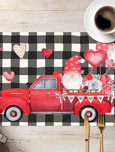  Tischsets zum Valentinstag, 4er-Set, romantische und dekorative Tischsets mit Herz- oder Rosenmuster, langlebig und hitzebeständig, perfekt, um Ihrer Esstischdekoration einen Hauch von Liebe zu