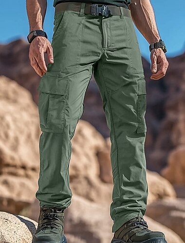  Homens Calças Cargo Calça cargo Calças Calças de Trilha Bolso multi Perna reta Tecido Respirável Pavio Humido Comprimento total Ao ar livre Diário Acampar e Caminhar Moda Roupa de rua Preto Verde
