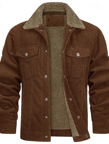  رجالي جاكيت شتوي جاكيت مضلع سترة الصوف جاكيت كاجوال مناسب للخارج شبك خريف & شتاء كاجوال Lapel عادية أسود أزرق البحرية بني أخضر جاكتس