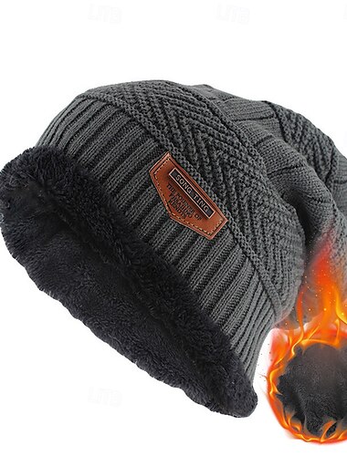  Homens Gorro Cinzento Algodão Viagem Skullies & Beanies Ao ar livre Férias Tecido A Prova de Vento Quente