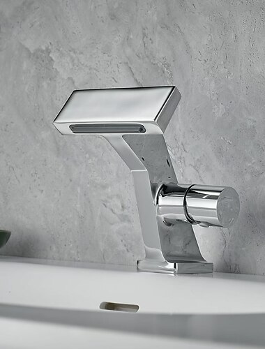  バスルームのシンクの蛇口 - 滝状吐水タイプ 電気メッキ センターセット シングルハンドルつの穴Bath Taps