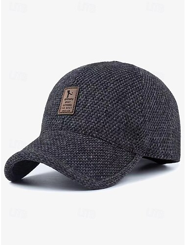  Herren-Winter-Baseballmütze aus Wolle mit Ohrenklappen – warme und stylische Mütze mit Fischgrätenmuster, erhältlich in Grau, Dunkelgrau und Braun, perfekt für Outdoor-Aktivitäten bei kaltem Wetter
