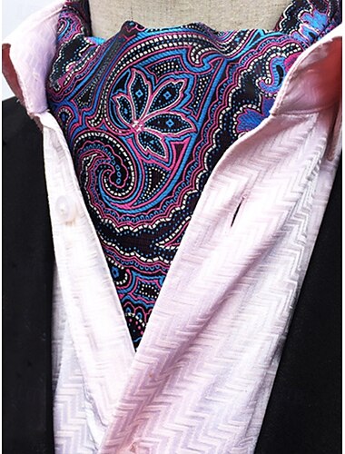  Herren-Ascot-Krawatte mit Paisleymuster – elegantes Halstuch aus Kunstseide für formelle Anlässe, Hochzeiten und Partys – Krawatte mit Vintage-Blumenmuster